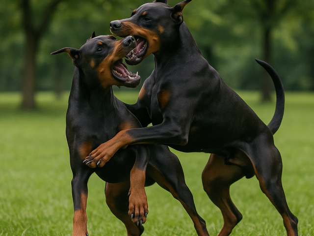 Waleczne dobermany